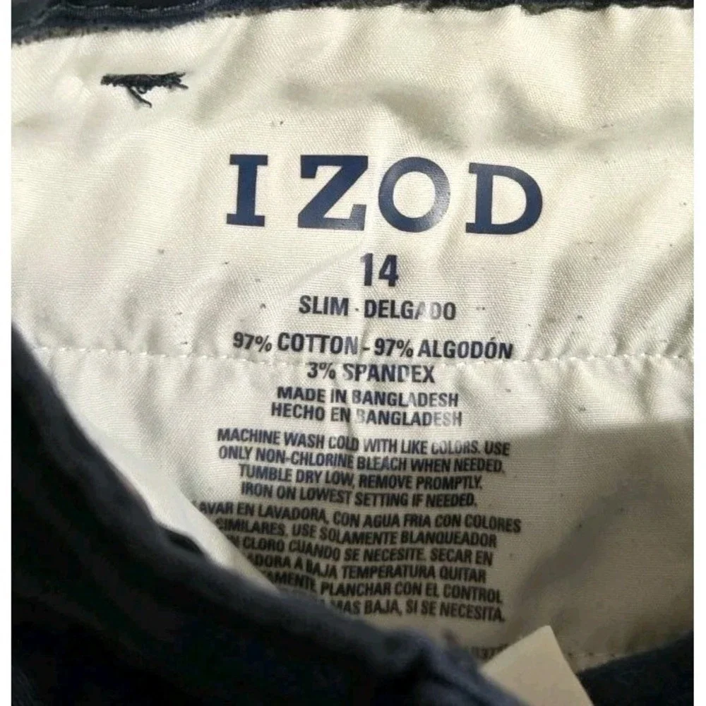 IZOD Boys‎ 14 Slim Flat Front Navy Blue Dress Uniform Pants Straight Leg EUC